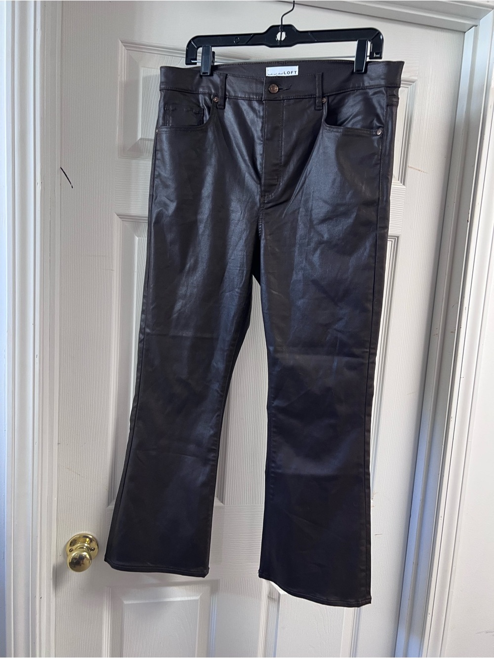 Loft Kick Crop Coated Denim Brown Denim 31/12 - Picture 2 of 12